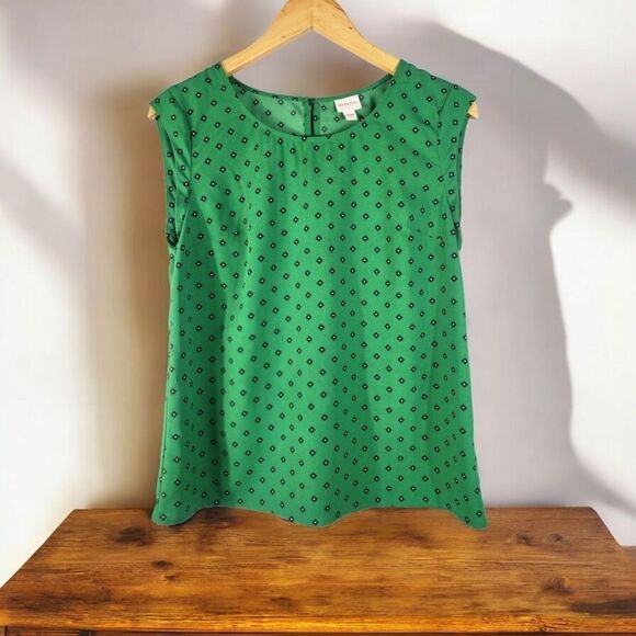 Merona women's green floral cap sleeves careerwear Blouse - Picture 2 of 11